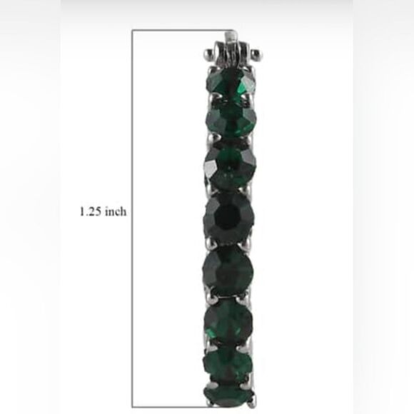 Emerald Color Crystal Hoop Earrings - Picture 12 of 16